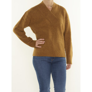 RIBBED V-NECK RELAXED-FIT FUZZY KNIT 163834