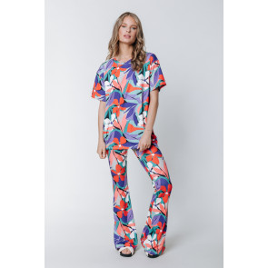 BIG FLOWER PEACHED FLARE PANTS