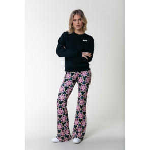 GRAPHIC FLOWER PEACHED EXTRA FLARE PANTS